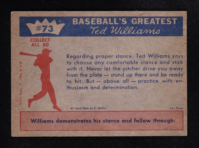 Ted Williams 1959 Fleer Ted Williams #73 Hitting Fundamental 3 at PristineAuction.com Ted Williams 1959 Fleer Ted Williams #73 Hitting Fundamental 3 at PristineAuction.com
