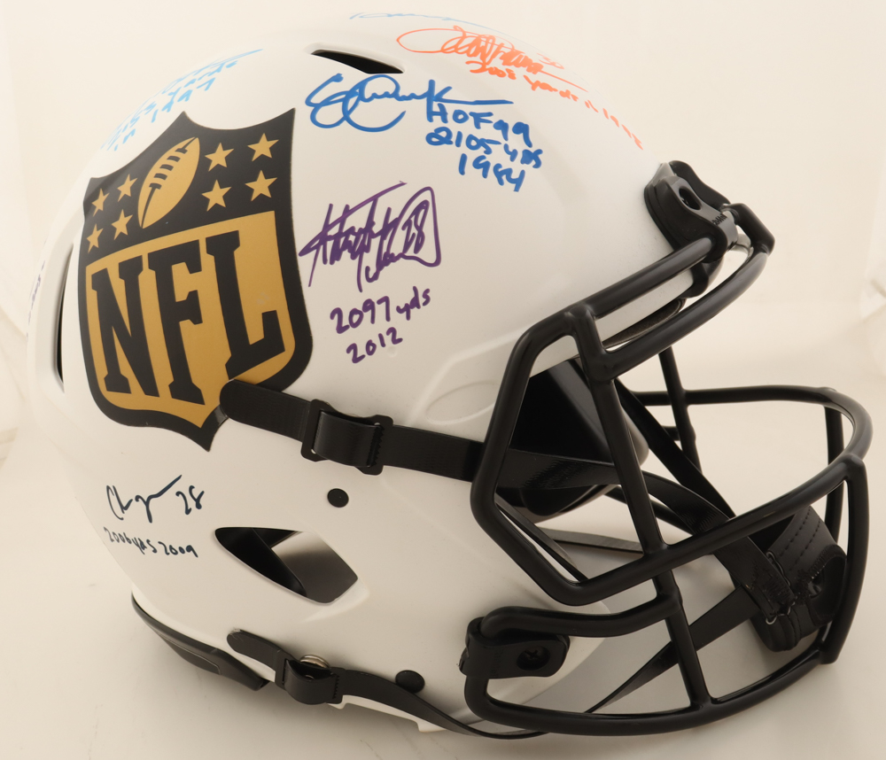 "8 Backs Breaking 2000 Yards" NFL Shield Logo Authentic Full-Size Helmet Signed By (8) Barry Sanders, Eric Dickerson, OJ Simpson, Chris Johnson With Multiple Inscriptions (Beckett & Schwartz) at PristineAuction.com "8 Backs Breaking 2000 Yards" NFL Shield Logo Authentic Full-Size Helmet Signed By (8) Barry Sanders, Eric Dickerson, OJ Simpson, Chris Johnson With Multiple Inscriptions (Beckett & Schwartz) at PristineAuction.com