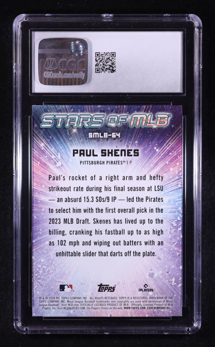 Paul Skenes 2024 Topps Update Stars of MLB #SMLB-64 RC (CGC 10) at PristineAuction.com Paul Skenes 2024 Topps Update Stars of MLB #SMLB-64 RC (CGC 10) at PristineAuction.com