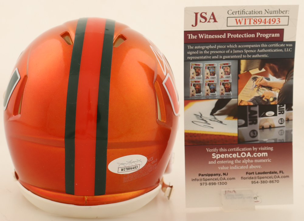 Andre Johnson Signed Miami Hurricanes Flash Alternate Speed Mini Helmet (JSA) at PristineAuction.com Andre Johnson Signed Miami Hurricanes Flash Alternate Speed Mini Helmet (JSA) at PristineAuction.com