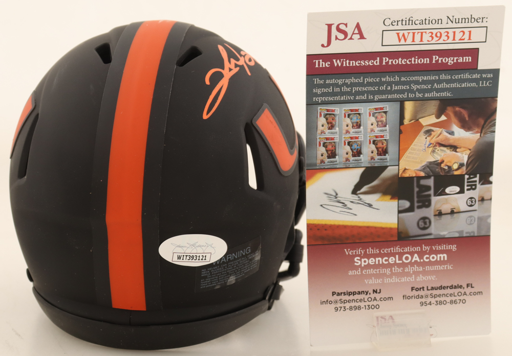 Clinton Portis Signed Miami Hurricanes Eclipse Alternate Speed Mini Helmet (JSA) at PristineAuction.com Clinton Portis Signed Miami Hurricanes Eclipse Alternate Speed Mini Helmet (JSA) at PristineAuction.com