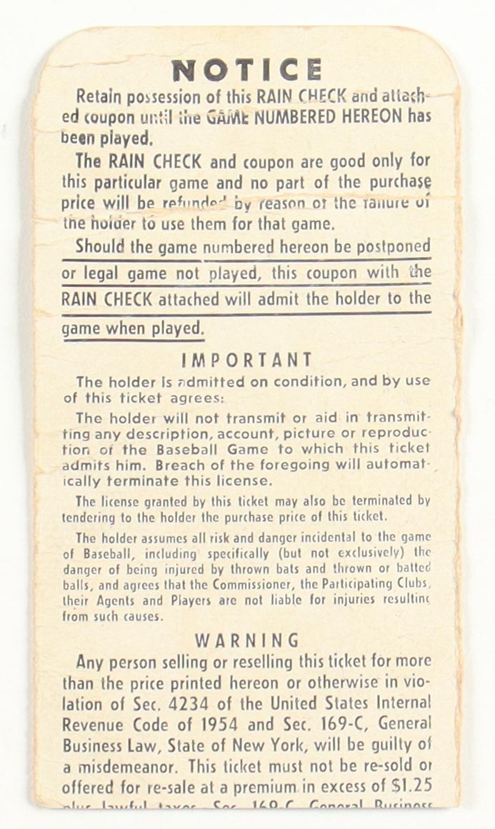 1957 New York Yankees Original World Series Game Ticket at PristineAuction.com 1957 New York Yankees Original World Series Game Ticket at PristineAuction.com