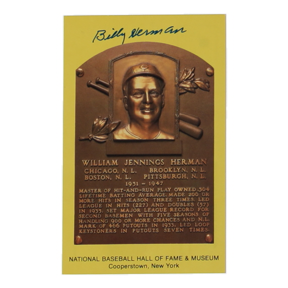 Billy Herman Signed Hall of Fame Plaque Postcard (JSA) at PristineAuction.com Billy Herman Signed Hall of Fame Plaque Postcard (JSA) at PristineAuction.com