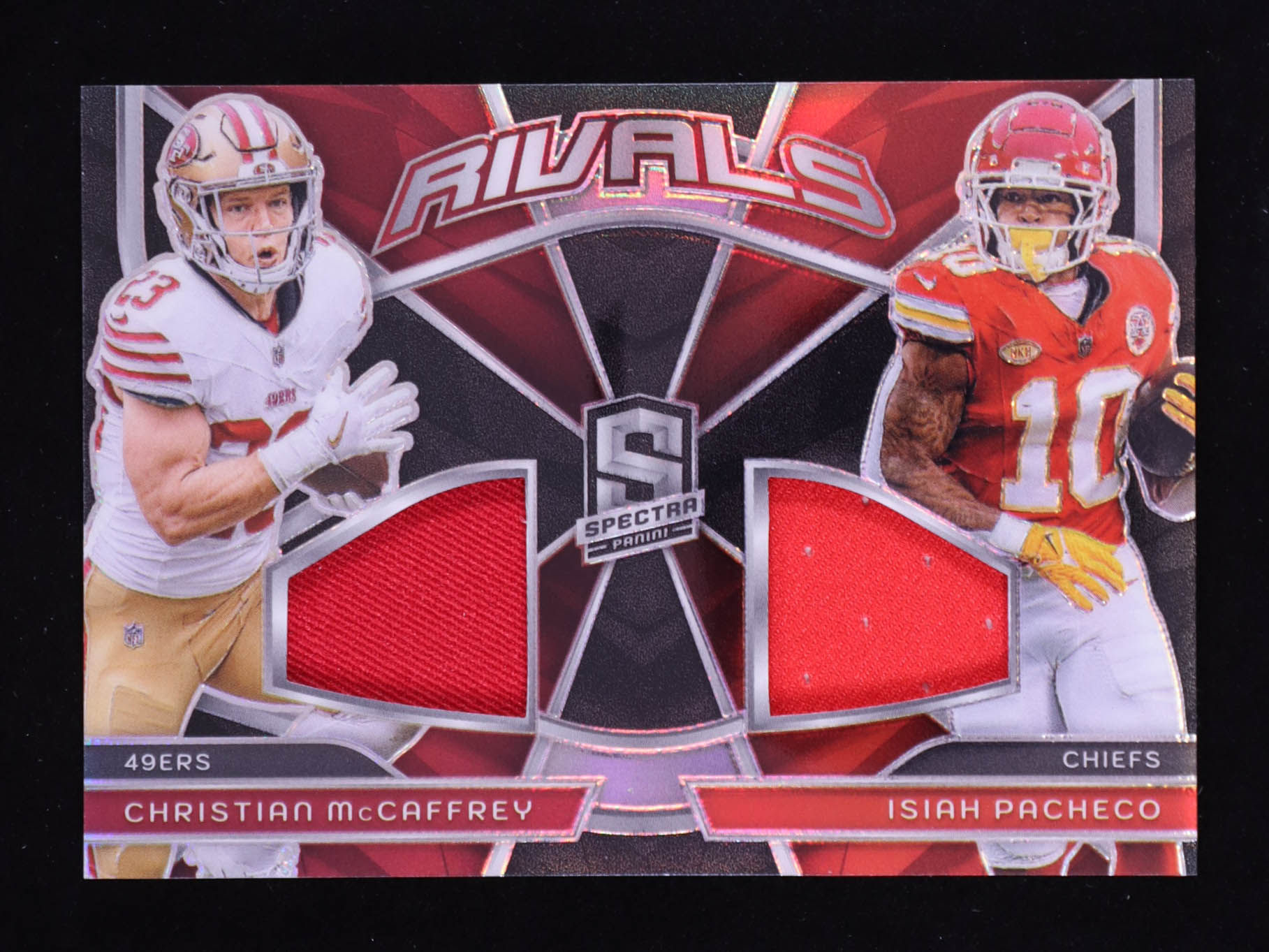 Christian McCaffrey / Isiah Pacheco 2024 Panini Spectra Rivals Materials #15 #16/99 at PristineAuction.com Christian McCaffrey / Isiah Pacheco 2024 Panini Spectra Rivals Materials #15 #16/99 at PristineAuction.com