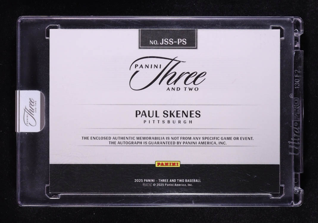 Paul Skenes 2025 Panini Three and Two Jersey Swatch Signatures #9 #43/49 at PristineAuction.com Paul Skenes 2025 Panini Three and Two Jersey Swatch Signatures #9 #43/49 at PristineAuction.com