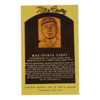 Max Carey Signed Hall of Fame Plaque Postcard (JSA) at PristineAuction.com