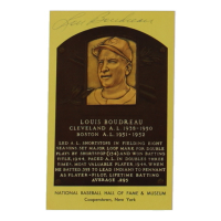 Lou Boudreau Signed Hall of Fame Plaque Postcard (JSA) at PristineAuction.com