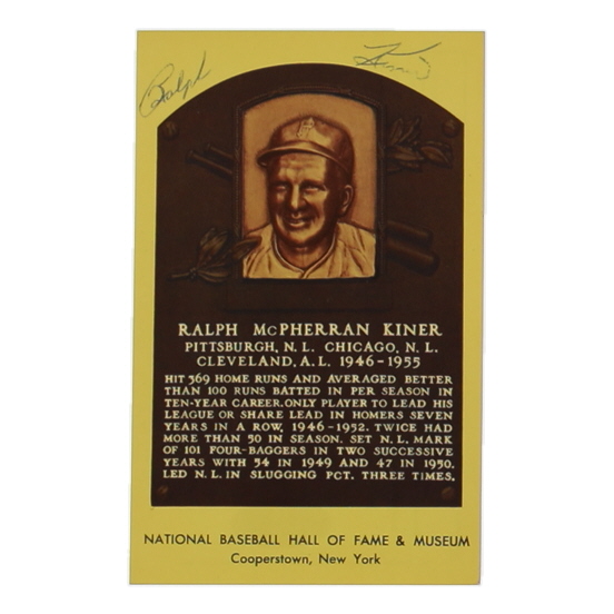 Ralph Kiner Signed Hall of Fame Plaque Postcard (JSA) at PristineAuction.com Ralph Kiner Signed Hall of Fame Plaque Postcard (JSA) at PristineAuction.com