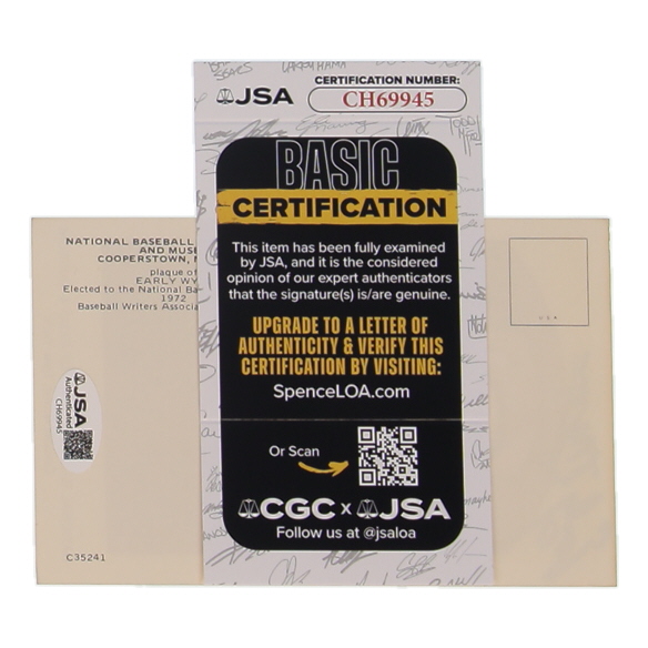 Early Wynn Signed Hall of Fame Plaque Postcard (JSA) at PristineAuction.com Early Wynn Signed Hall of Fame Plaque Postcard (JSA) at PristineAuction.com