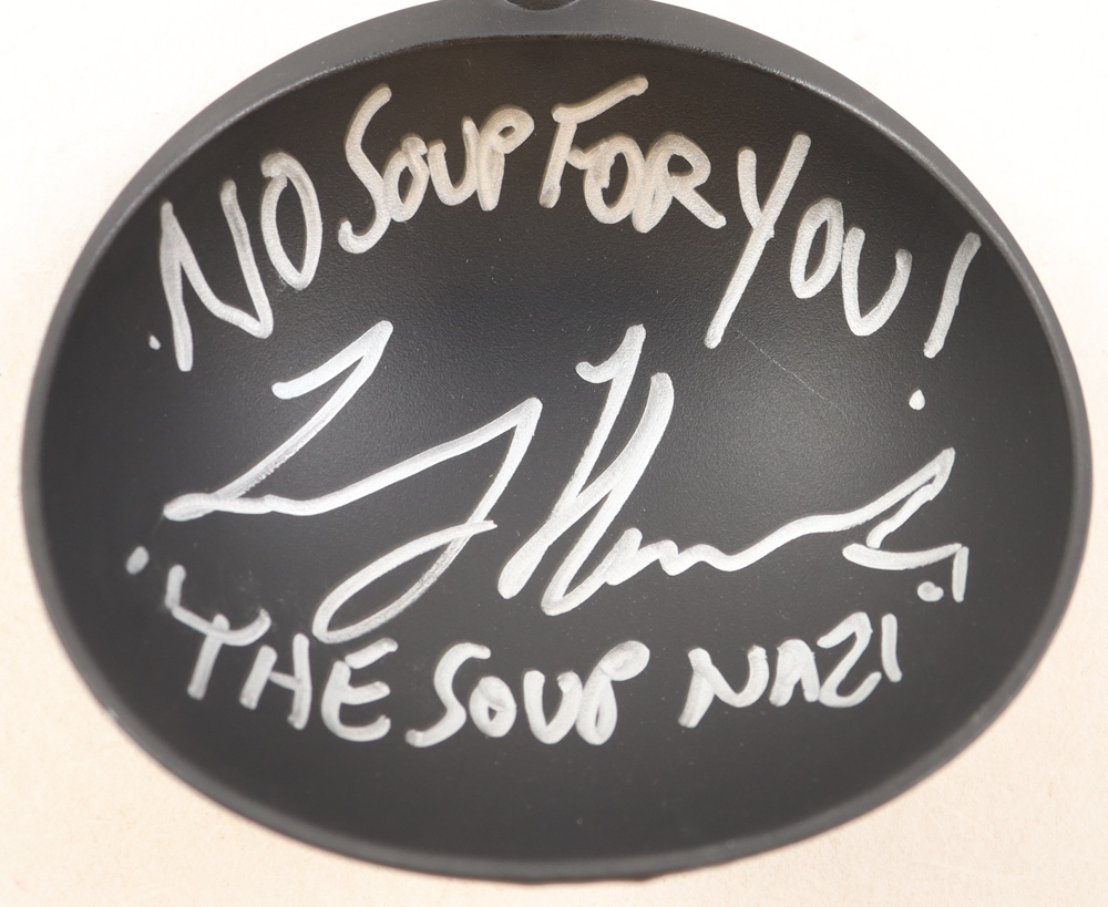 Larry Thomas Signed Soup Ladle Inscribed "No Soup For You!" & "The Soup Nazi" (JSA) at PristineAuction.com Larry Thomas Signed Soup Ladle Inscribed "No Soup For You!" & "The Soup Nazi" (JSA) at PristineAuction.com