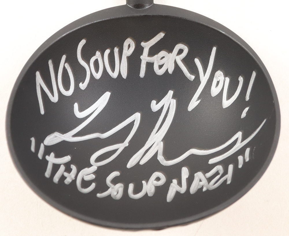 Larry Thomas Signed Soup Ladle Inscribed "No Soup For You!" & "The Soup Nazi" (JSA) at PristineAuction.com Larry Thomas Signed Soup Ladle Inscribed "No Soup For You!" & "The Soup Nazi" (JSA) at PristineAuction.com