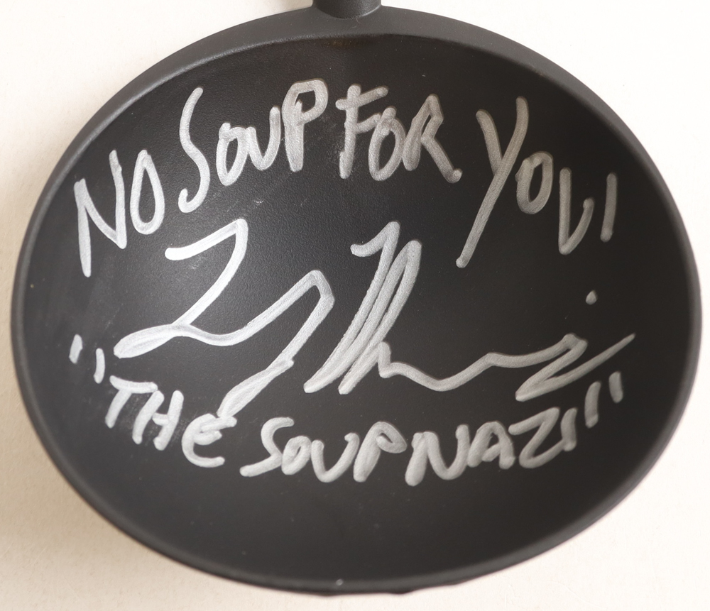 Larry Thomas Signed Soup Ladle Inscribed "No Soup For You!" & "The Soup Nazi" (JSA) at PristineAuction.com Larry Thomas Signed Soup Ladle Inscribed "No Soup For You!" & "The Soup Nazi" (JSA) at PristineAuction.com