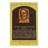 Buck Leonard Signed Hall of Fame Plaque Postcard (JSA) at PristineAuction.com