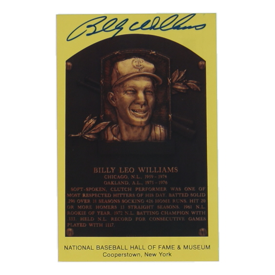 Billy Williams Signed Hall of Fame Plaque Postcard (JSA) at PristineAuction.com Billy Williams Signed Hall of Fame Plaque Postcard (JSA) at PristineAuction.com