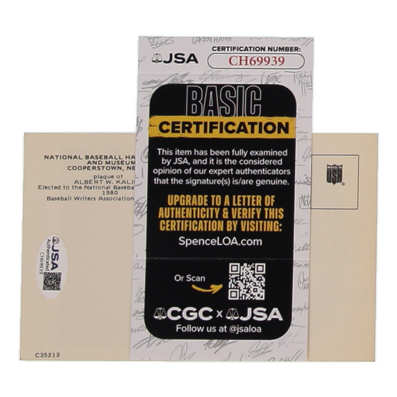 Al Kaline Signed Hall of Fame Plaque Postcard (JSA) at PristineAuction.com Al Kaline Signed Hall of Fame Plaque Postcard (JSA) at PristineAuction.com