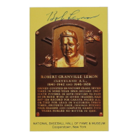 Bob Lemon Signed Hall of Fame Plaque Postcard (JSA) at PristineAuction.com