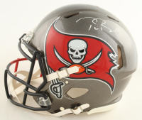 Tom Brady Signed Patriots & Buccaneers Half-and-Half Full-Size Authentic On-Field Speed Helmet (Fanatics) at PristineAuction.com