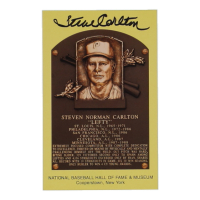 Steve Carlton Signed Hall of Fame Plaque Postcard (JSA) at PristineAuction.com