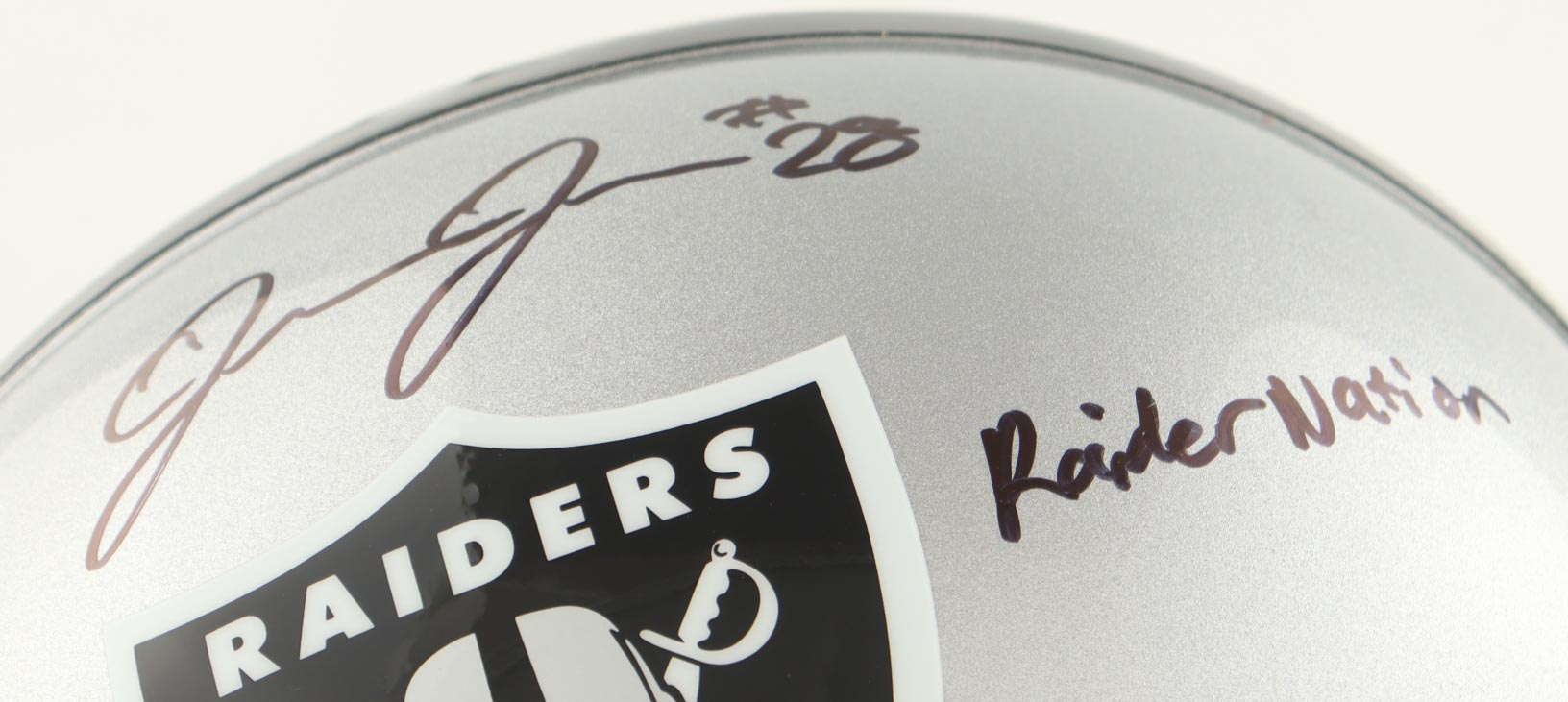 Josh Jacobs Signed Raiders Full-Size Speed Helmet Inscribed "Raider Nation" (JSA) at PristineAuction.com Josh Jacobs Signed Raiders Full-Size Speed Helmet Inscribed "Raider Nation" (JSA) at PristineAuction.com