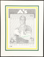 Jose Canseco Signed Athletics 13x17 Custom Matted Art Print by Murray Tinkelman (JSA) at PristineAuction.com