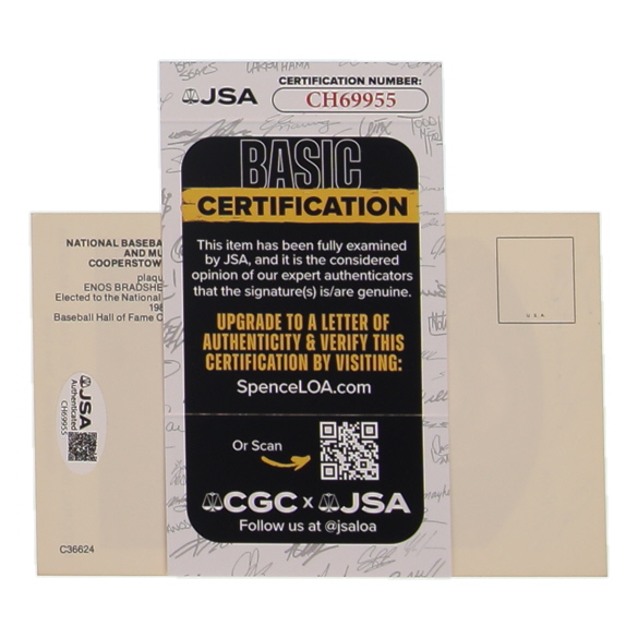 Enos Slaughter Signed Hall of Fame Plaque Postcard (JSA) at PristineAuction.com Enos Slaughter Signed Hall of Fame Plaque Postcard (JSA) at PristineAuction.com