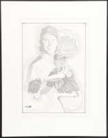Bret Saberhagen Signed Mets 13x17 Custom Matted Art Print by Murray Tinkelman (JSA) at PristineAuction.com