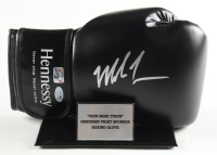 Mike Tyson Signed Hennessy Sponsor Boxing Glove With Title Plaque Display Stand (PSA & Tyson) at PristineAuction.com