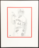 Eric Davis Signed Reds 16x20 Custom Matted Art Print by Murray Tinkelman (JSA) at PristineAuction.com