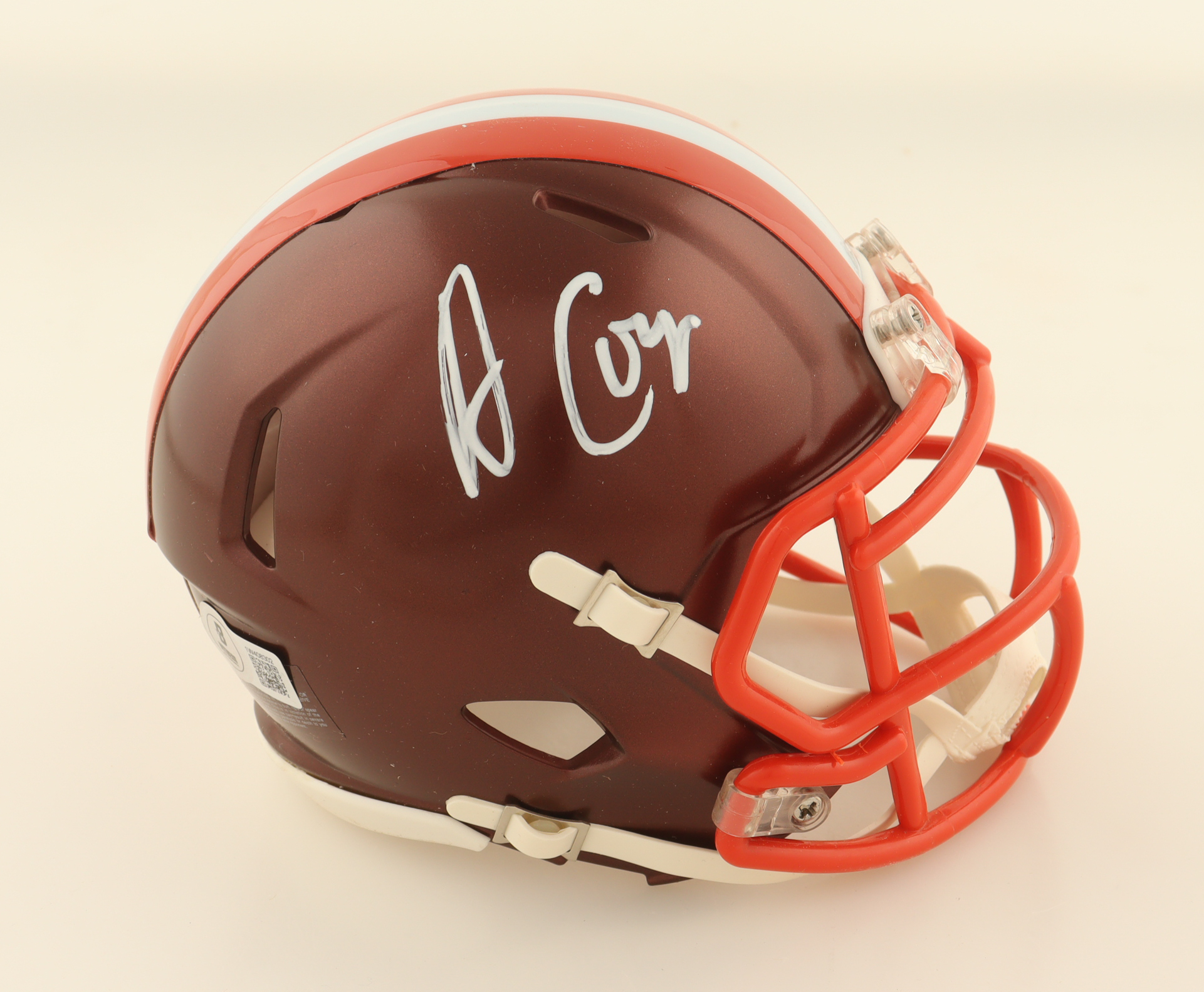 Amari Cooper Signed Browns Flash Alternate Speed Mini Helmet (Beckett) at PristineAuction.com Amari Cooper Signed Browns Flash Alternate Speed Mini Helmet (Beckett) at PristineAuction.com