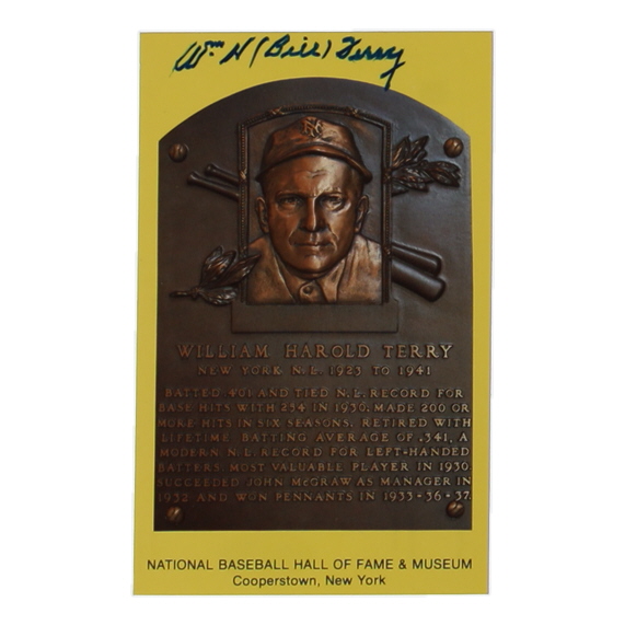 Bill Terry Signed Hall of Fame Plaque Postcard (JSA) at PristineAuction.com Bill Terry Signed Hall of Fame Plaque Postcard (JSA) at PristineAuction.com