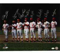 Reds "Big Red Machine" 16x20 Photo Signed By (8) with Johnny Bench, Pete Rose, Tony Perez (JSA) at PristineAuction.com