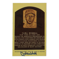 Carl Hubbell Signed Hall of Fame Plaque Postcard (JSA) at PristineAuction.com