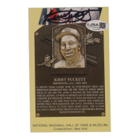 Kirby Puckett Signed Cut on Hall Of Fame Plaque Postcard (JSA) at PristineAuction.com