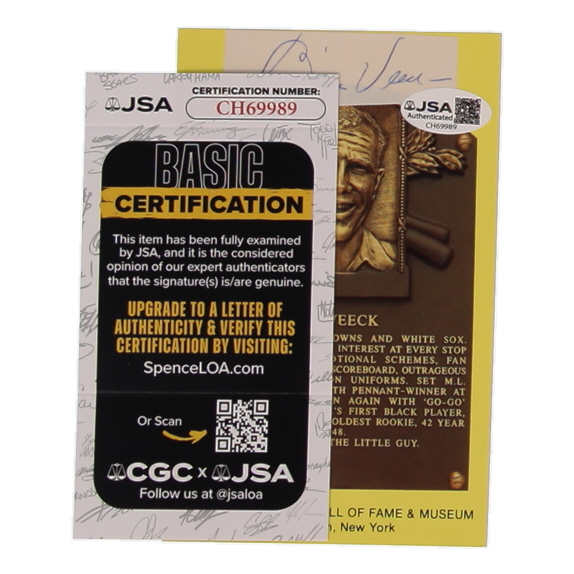 Bill Veeck Signed Cut on Hall Of Fame Plaque Postcard (JSA) at PristineAuction.com Bill Veeck Signed Cut on Hall Of Fame Plaque Postcard (JSA) at PristineAuction.com