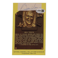 Bill Veeck Signed Cut on Hall Of Fame Plaque Postcard (JSA) at PristineAuction.com