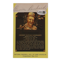 Ernie Lombardi Signed Cut on Hall Of Fame Plaque Postcard (JSA) at PristineAuction.com