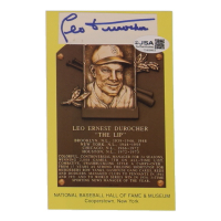 Leo Durocher Signed Cut on Hall Of Fame Plaque Postcard (JSA) at PristineAuction.com