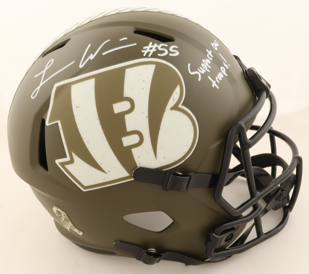Logan Wilson Signed Bengals Full-Size Salute To Service Alternate Speed Helmet Inscribed "Support Our Troops!" (Beckett) at PristineAuction.com Logan Wilson Signed Bengals Full-Size Salute To Service Alternate Speed Helmet Inscribed "Support Our Troops!" (Beckett) at PristineAuction.com