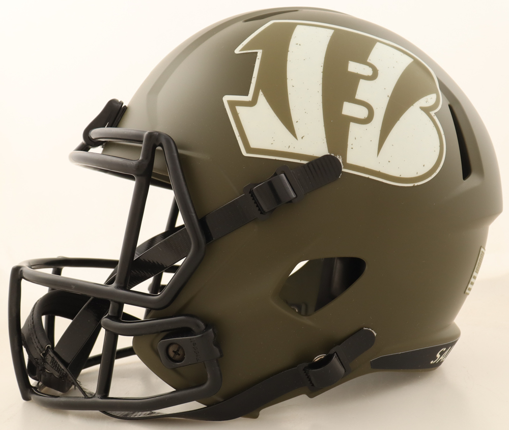 Logan Wilson Signed Bengals Full-Size Salute To Service Alternate Speed Helmet Inscribed "Support Our Troops!" (Beckett) at PristineAuction.com Logan Wilson Signed Bengals Full-Size Salute To Service Alternate Speed Helmet Inscribed "Support Our Troops!" (Beckett) at PristineAuction.com