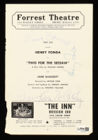 Henry Fonda & Anne Bancroft Signed "Two For The Seesaw" Theatre Play Page (JSA) at PristineAuction.com