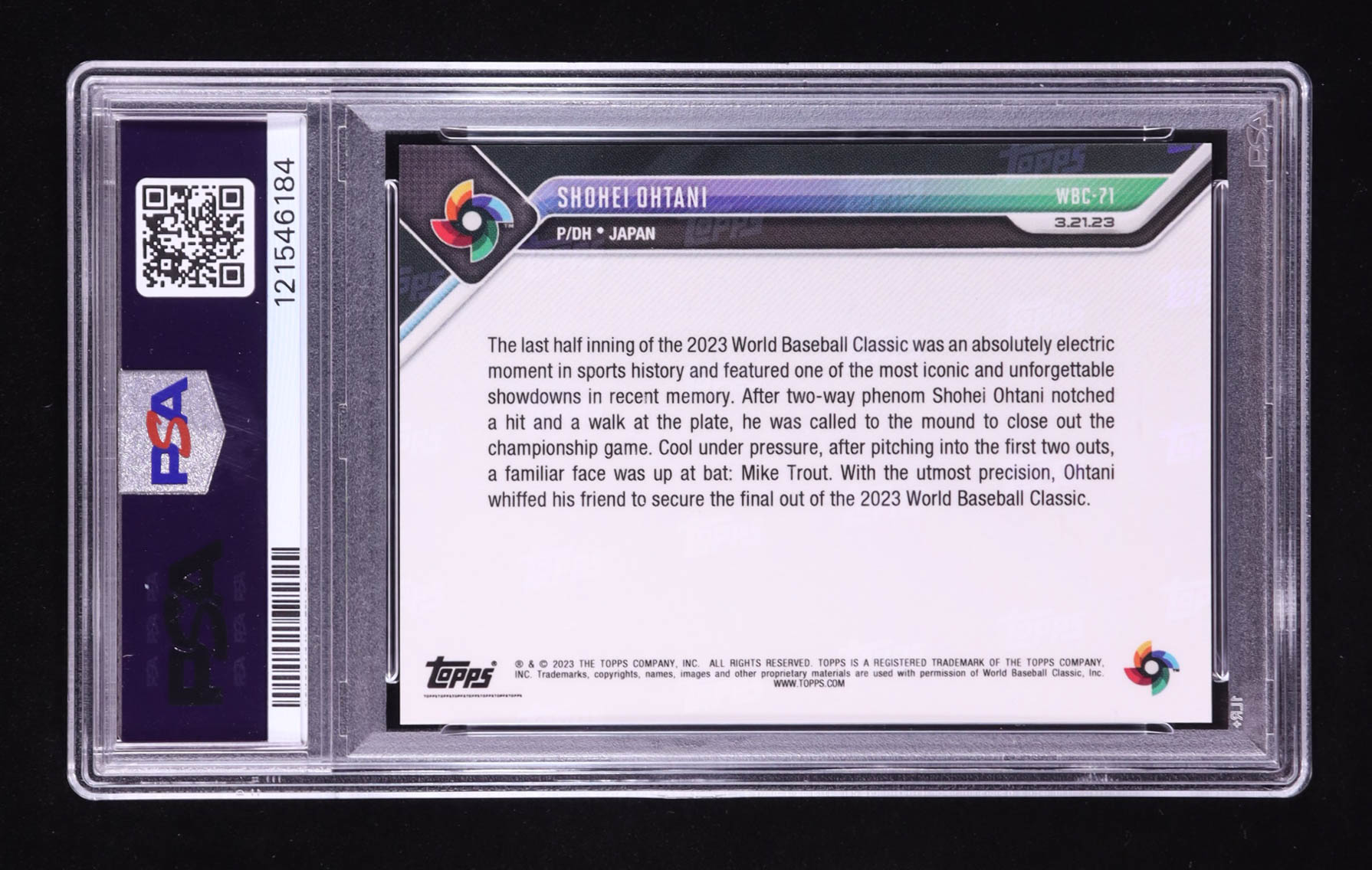 Shohei Ohtani 2023 Topps Now World Baseball Classic #WBC71 (PSA 10) at PristineAuction.com Shohei Ohtani 2023 Topps Now World Baseball Classic #WBC71 (PSA 10) at PristineAuction.com