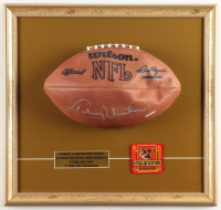 Johnny Unitas Signed Custom Framed Vintage Football Display with Super Bowl Patch & Stat Plaque (PSA) at PristineAuction.com