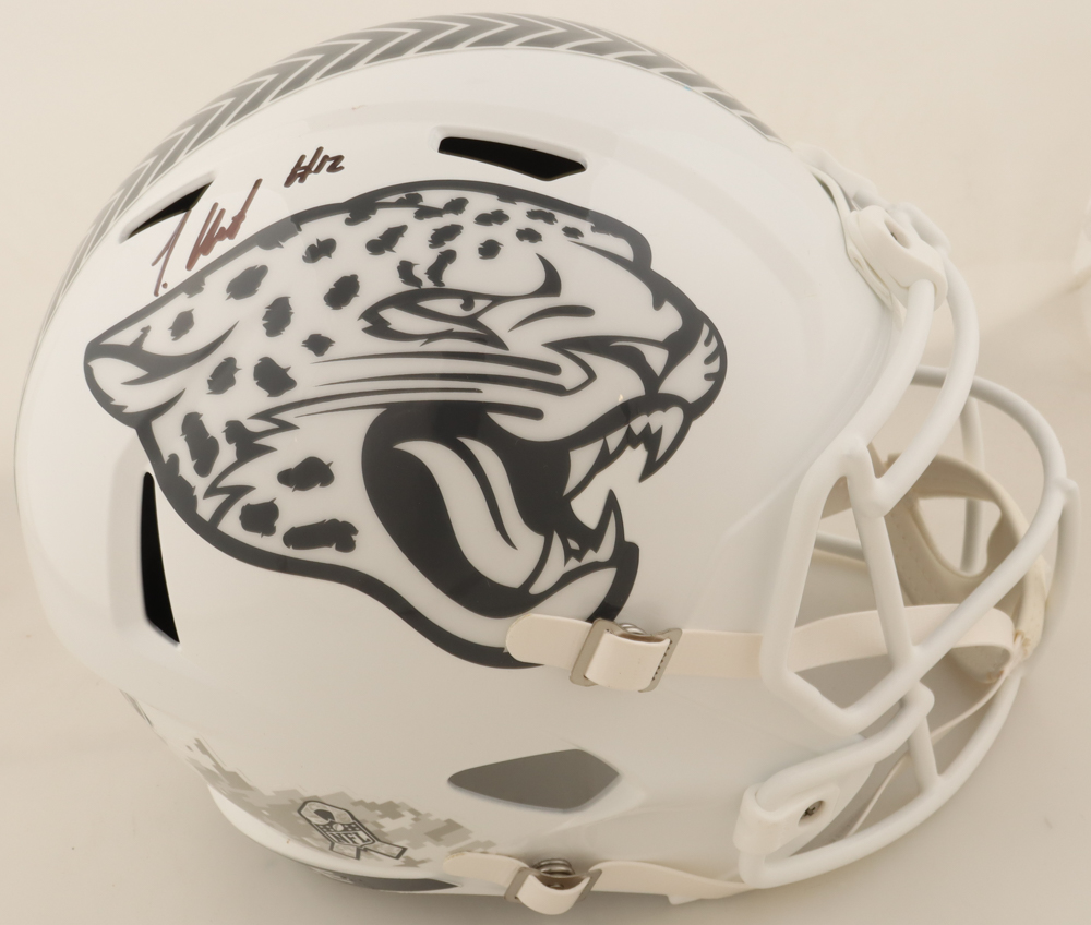 Travis Hunter Signed Jaguars Full-Size Salute To Service Alternate Speed Helmet (Beckett) at PristineAuction.com Travis Hunter Signed Jaguars Full-Size Salute To Service Alternate Speed Helmet (Beckett) at PristineAuction.com