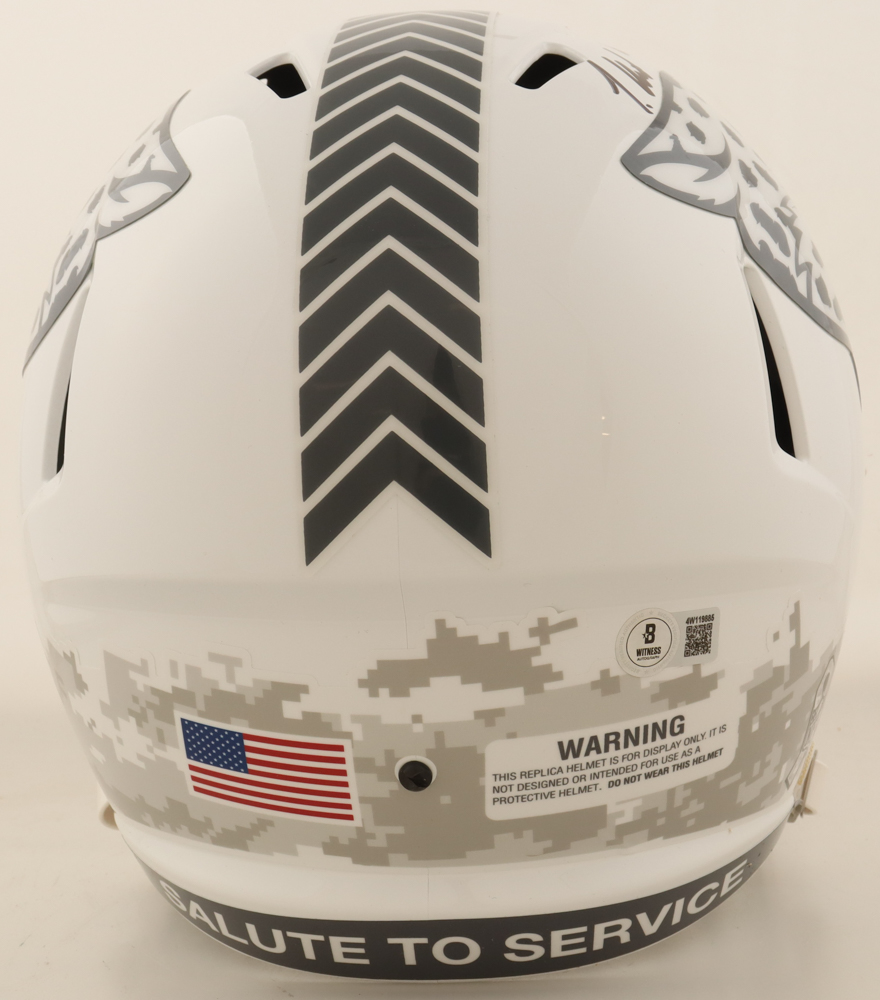 Travis Hunter Signed Jaguars Full-Size Salute To Service Alternate Speed Helmet (Beckett) at PristineAuction.com Travis Hunter Signed Jaguars Full-Size Salute To Service Alternate Speed Helmet (Beckett) at PristineAuction.com