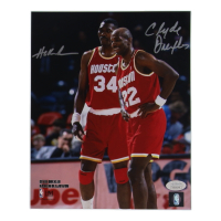 Clyde Drexler & Hakeem Olajuwon Signed Rockets 8x10 Photo (JSA) at PristineAuction.com