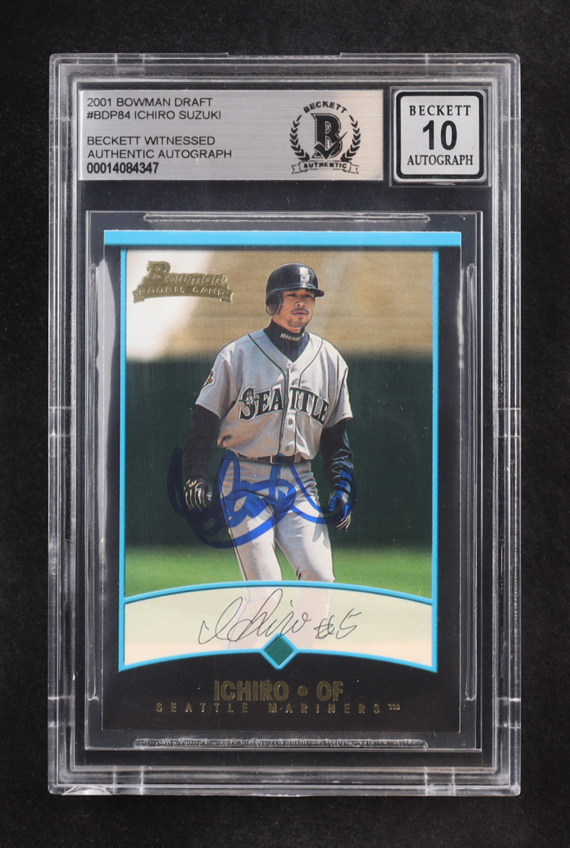 Ichiro Suzuki Signed 2001 Bowman Draft #BDP84 RC (BGS | Autograph Graded BGS 10) at PristineAuction.com Ichiro Suzuki Signed 2001 Bowman Draft #BDP84 RC (BGS | Autograph Graded BGS 10) at PristineAuction.com