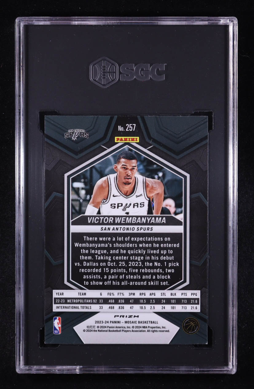 Victor Wembanyama 2023-24 Panini Mosaic Mosaic #257 RC (SGC 9.5) at PristineAuction.com Victor Wembanyama 2023-24 Panini Mosaic Mosaic #257 RC (SGC 9.5) at PristineAuction.com