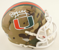Jim Kelly Signed Miami Hurricanes Camo Alternate Speed Mini Helmet (Beckett) at PristineAuction.com