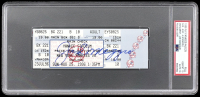 Joe DiMaggio Signed 1996 Mickey Mantle Monument Park Unveiling Game Ticket (PSA 10 | Auto 10) at PristineAuction.com