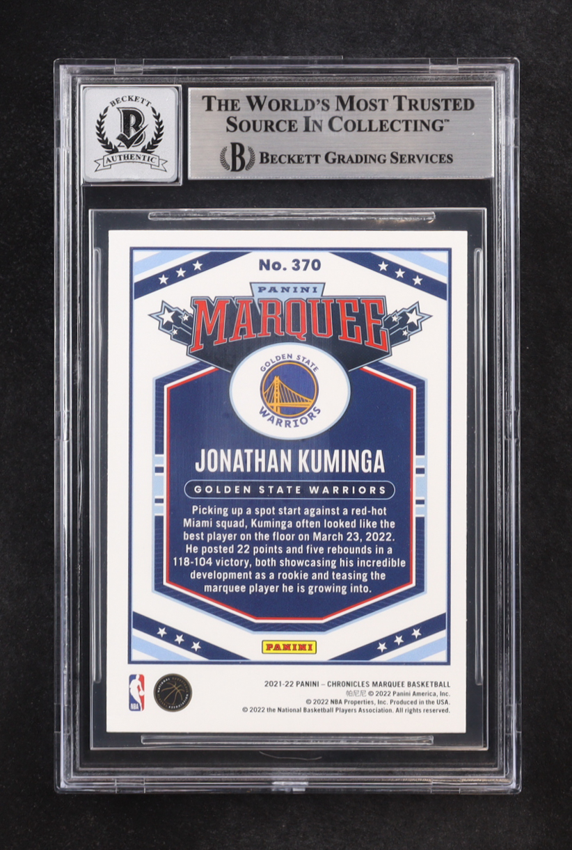 Jonathan Kuminga Signed 2021-22 Panini Chronicles Marquee #370 RC (BGS | Autograph Graded BGS 10) at PristineAuction.com Jonathan Kuminga Signed 2021-22 Panini Chronicles Marquee #370 RC (BGS | Autograph Graded BGS 10) at PristineAuction.com